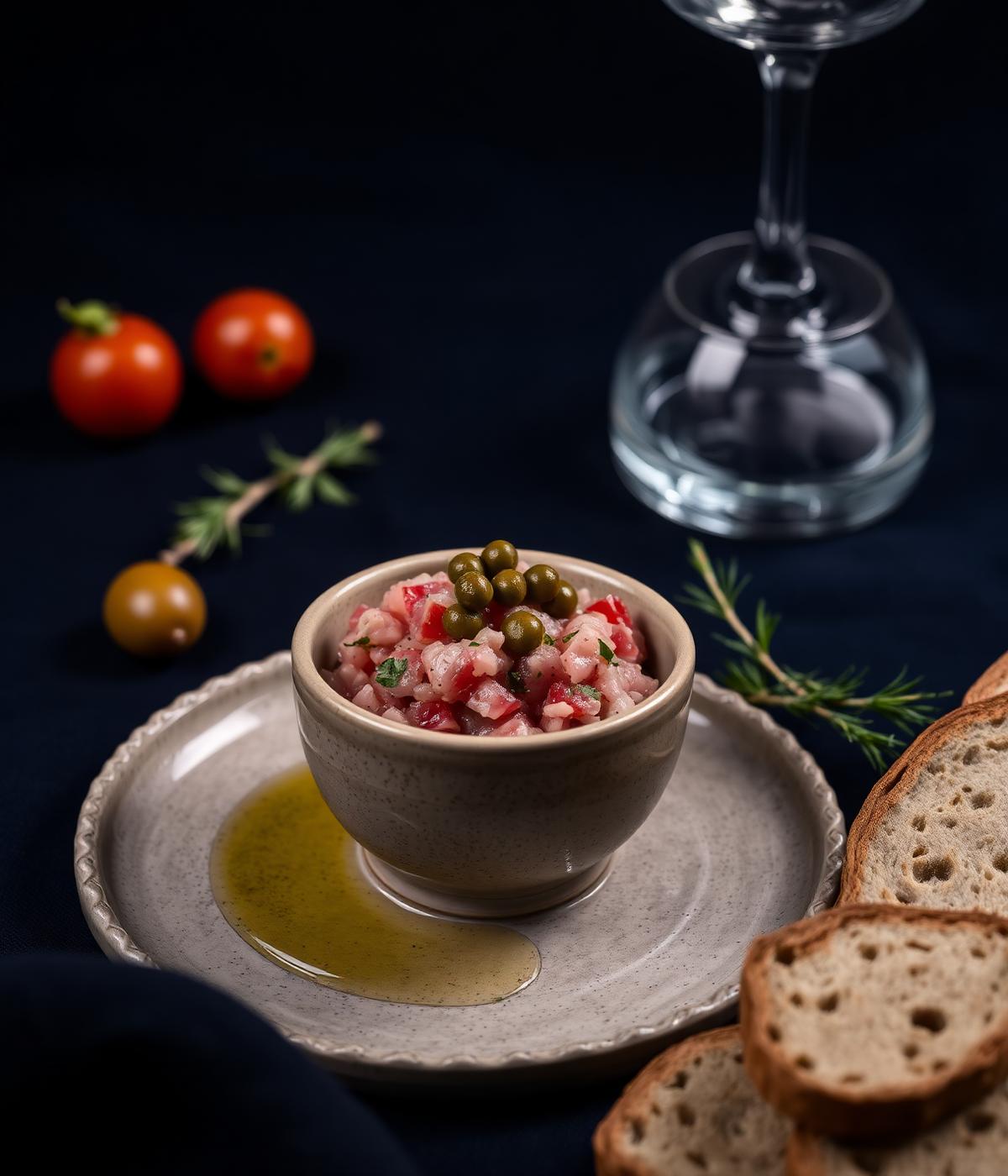 Tartare di pesce preparata per una collaborazione Fish Lab